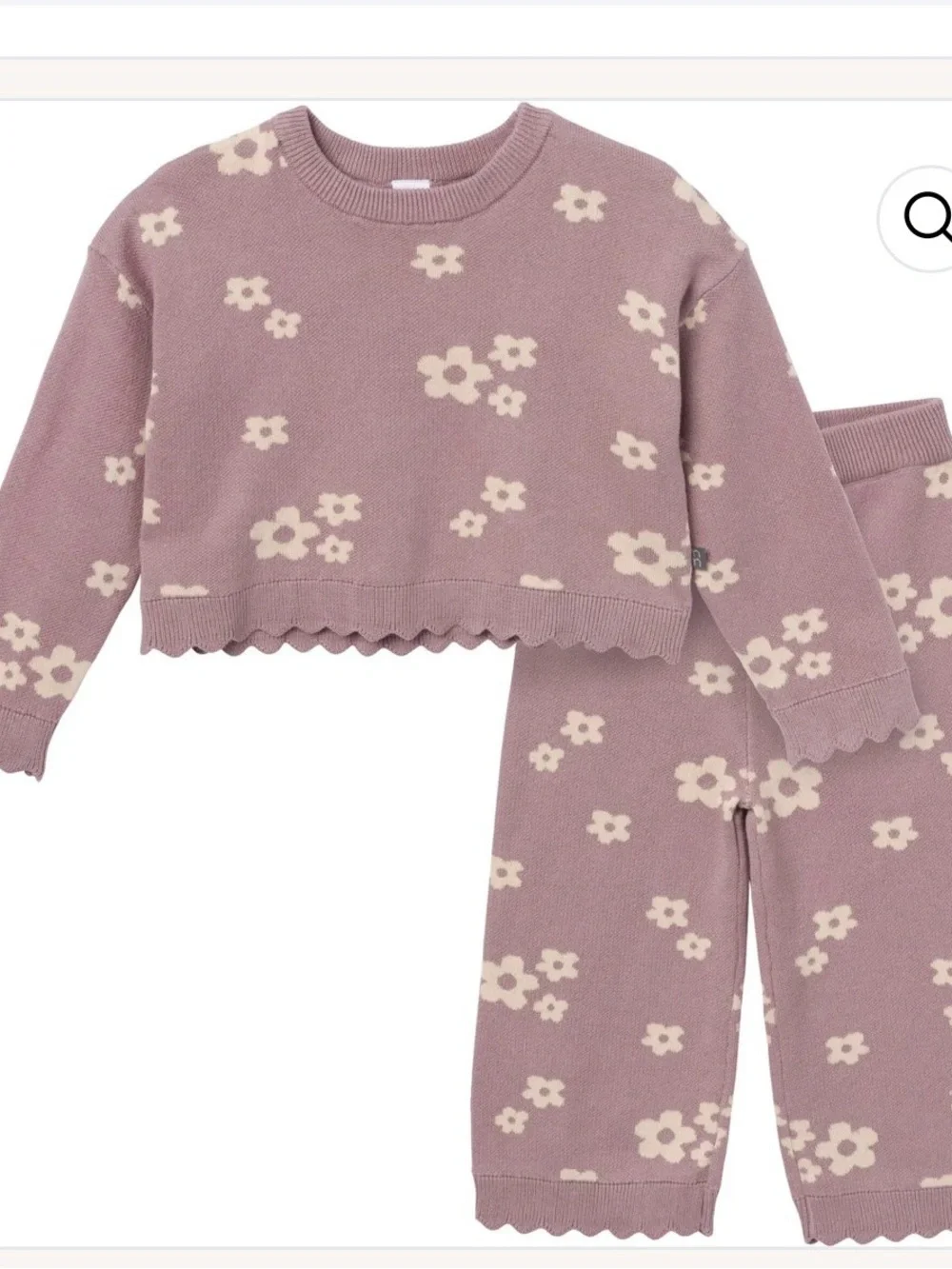 Gerber Lilac Floral Knit Set with Cream Flowers